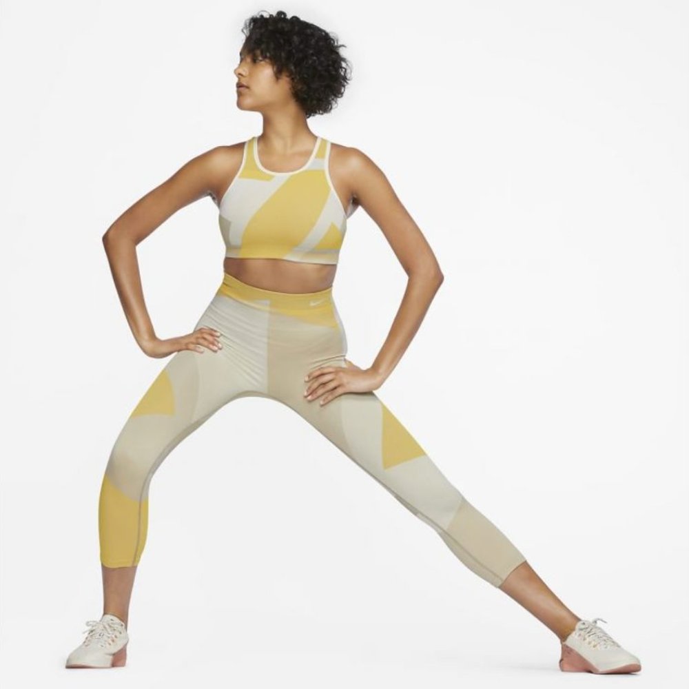 Nike Sculpt Lux Icon Clash 7/8 Training Tights Yellow/Gray Size S
